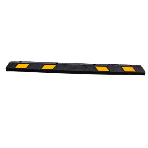 6' Rubber Parking Blocks Black with Yellow Stripes