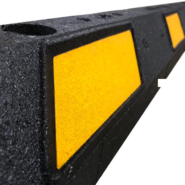 6' Rubber Parking Blocks Black with Yellow Stripes