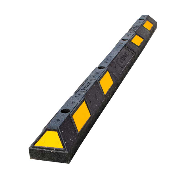 6' Rubber Parking Blocks Black with Yellow Stripes